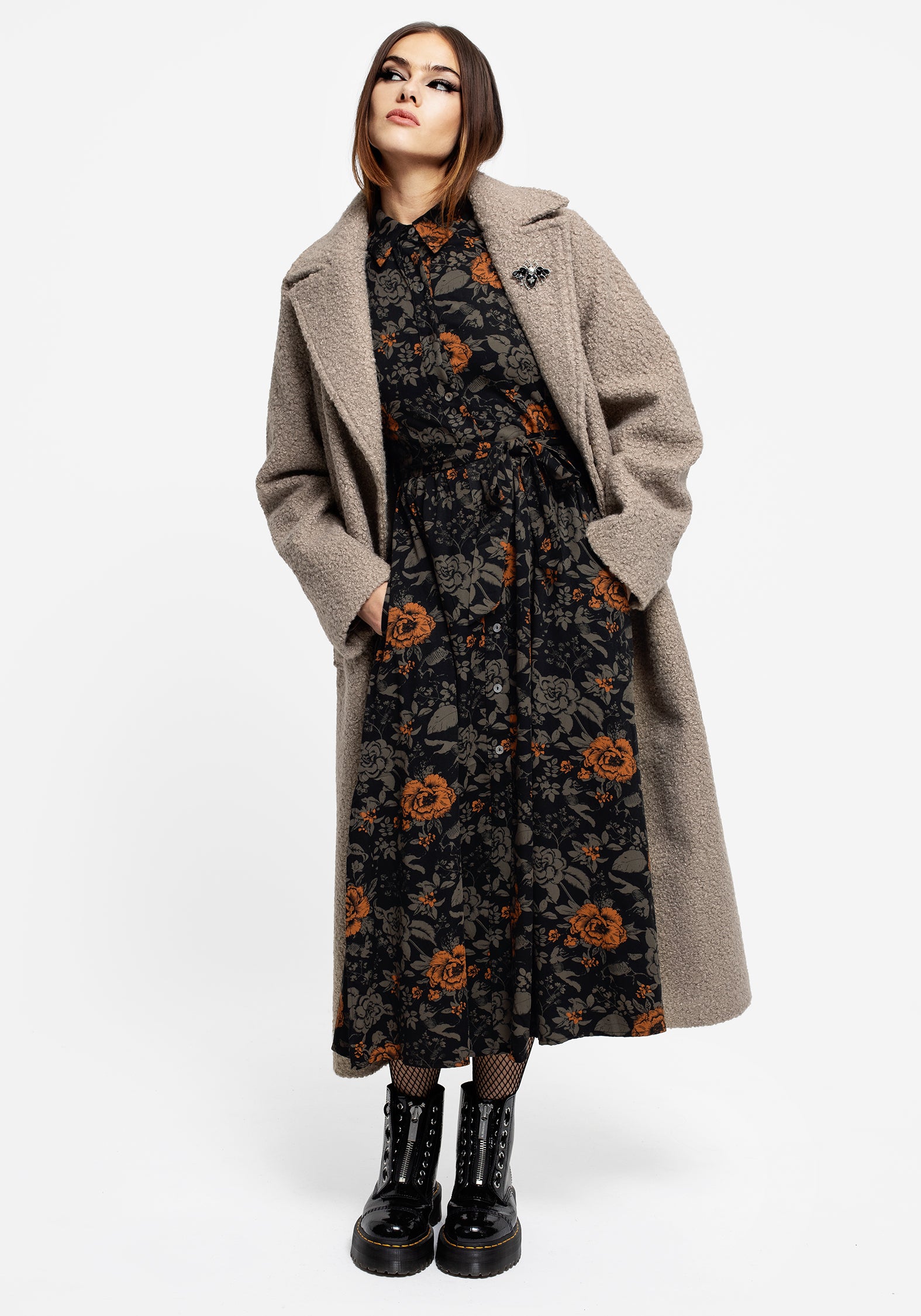 Mortiify Disturbia | Mortify Floral Print Midi Shirt Dress | Dresses