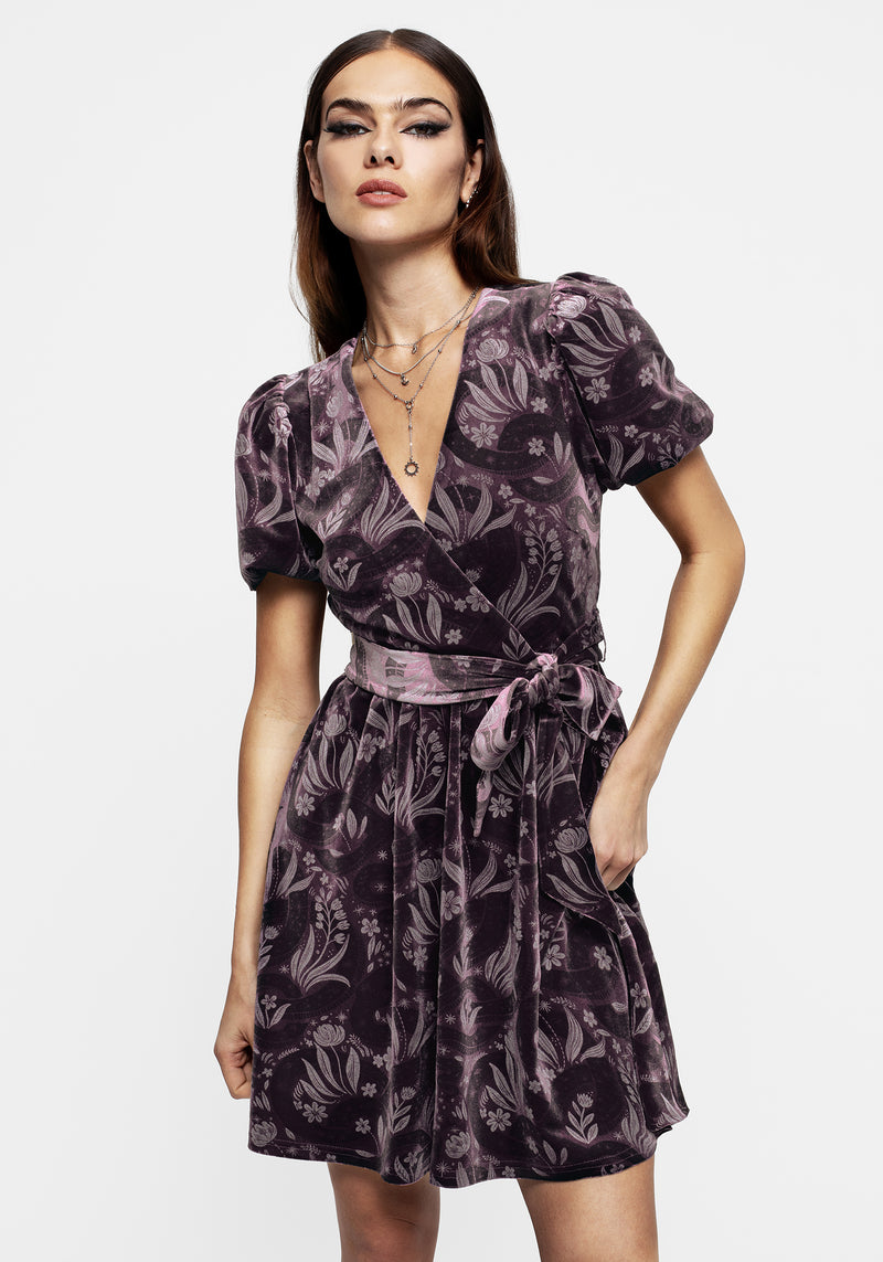 Disturbia | Deception Snake Foil Print Velour Mini Wrap Dress | Dresses Disturbia | Deception Snake Foil Print Velour Mini Wrap Dress | Dresses