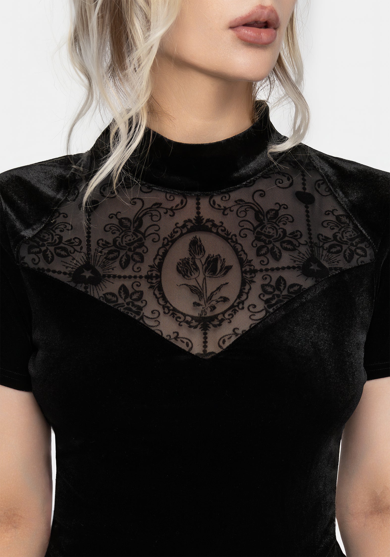 Flocked Velour Printed Top main image 1