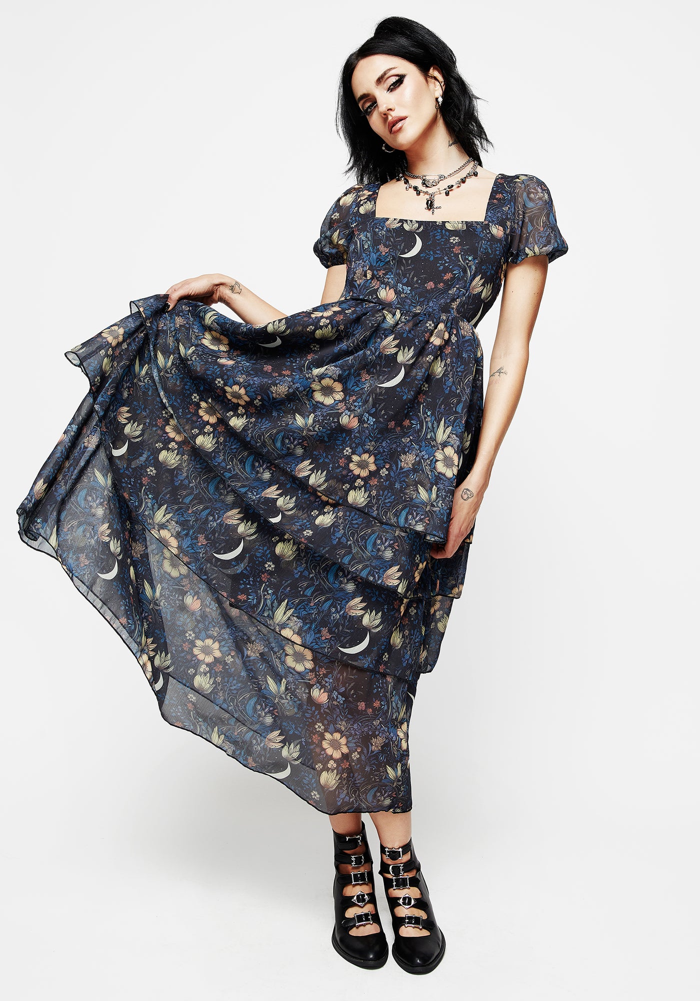 Disturbia | Primrose Floral Chiffon Layered Midaxi Dress | Dresses