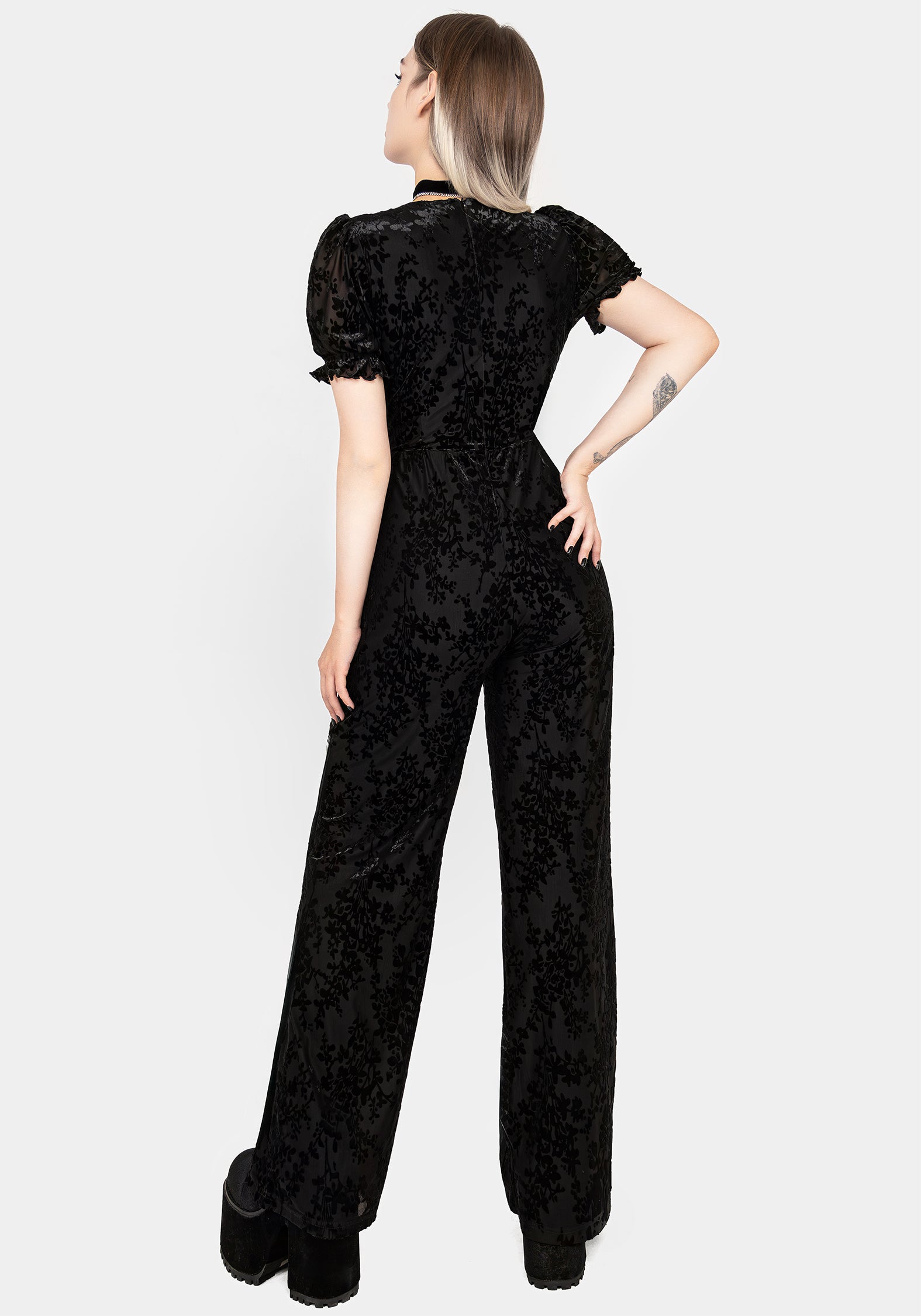 Disturbia | Lilias Devoré Velour Mesh Jumpsuit | Jumpsuits