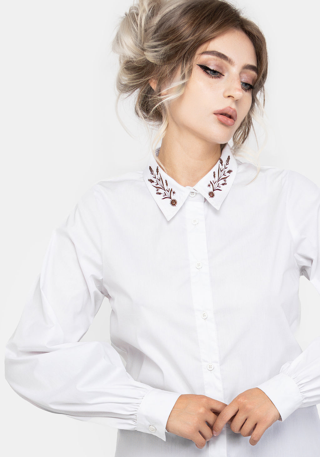 Disturbia Cybele Embroidered Button Up Shirt Tops disturbia-cybele-embroidered-button-up-shirt-tops