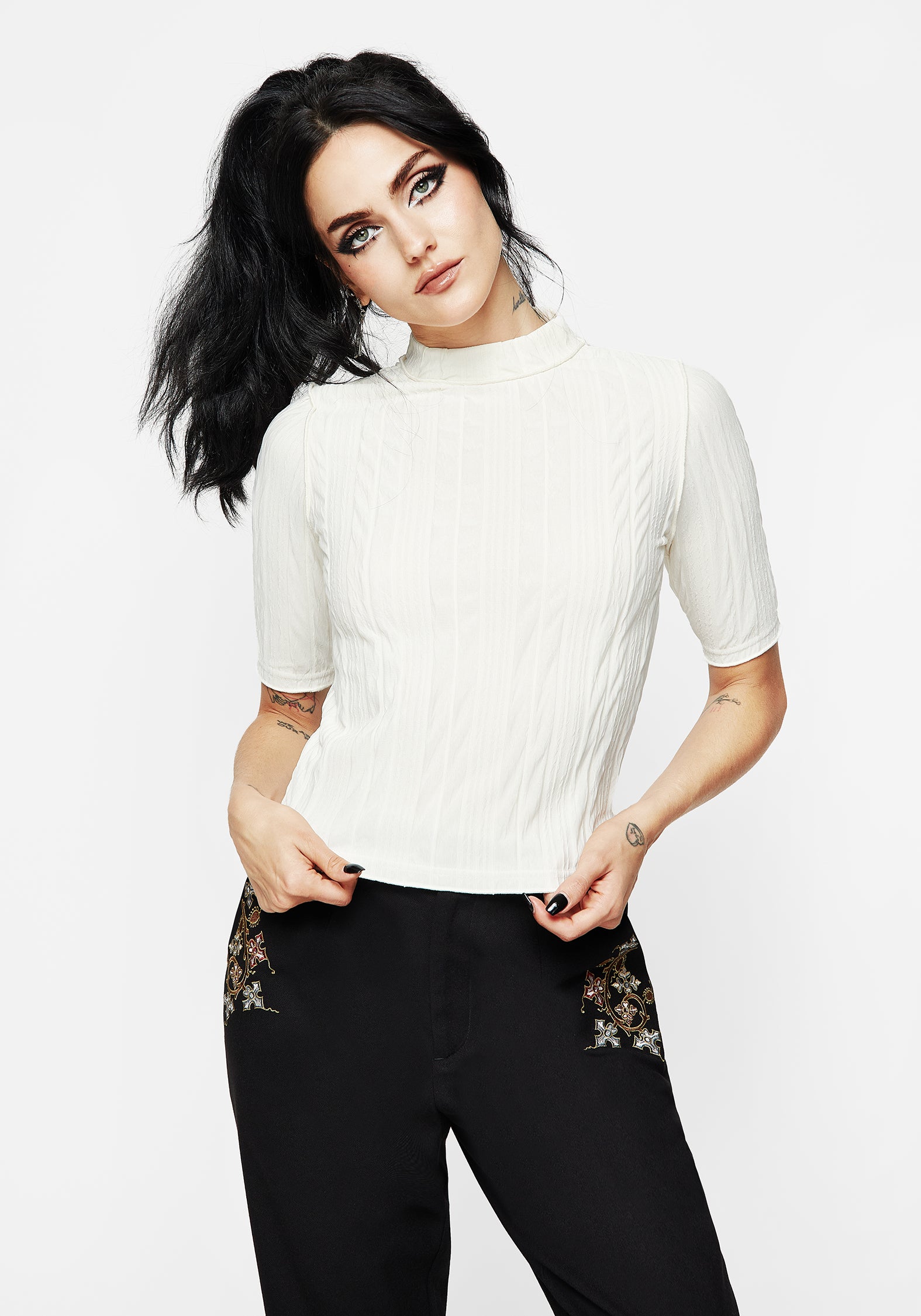 Disturbia | Marsh Lettuce Hem Jersey Crop Top | Tops