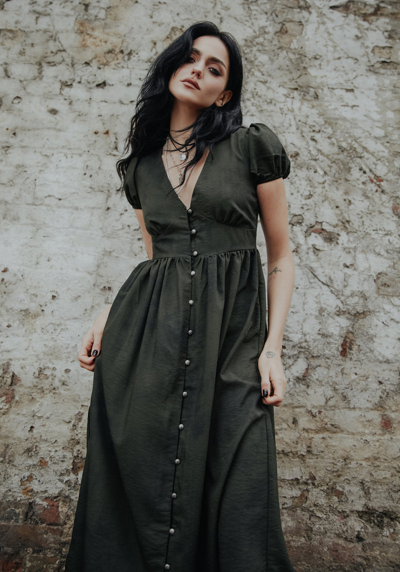 Disturbia | Gladys Button Up Midi Dress - Green Disturbia | Gladys Button Up Midi Dress - Green