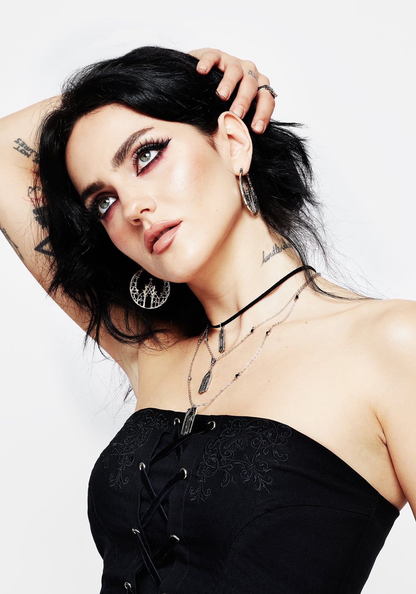 Gothic Spider Web Open Hoop Earrings - Large Statement Antique Silver Earrings For Women