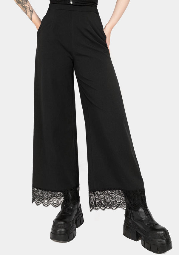 Araneo Lace Hem Wide Leg Trousers