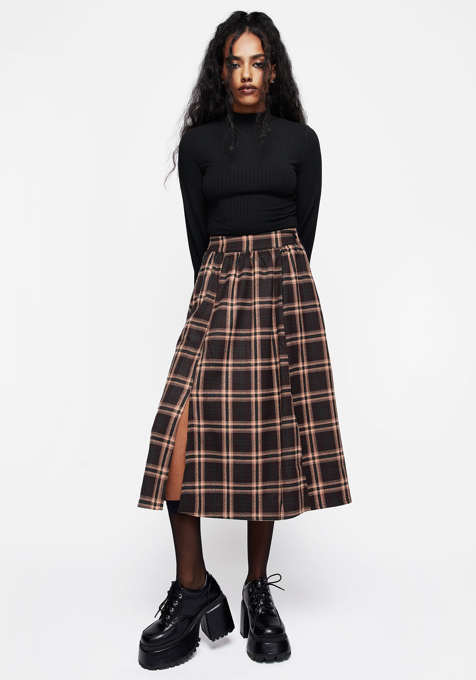 Disturbia | Ambrose Check Midi Skirt | Skirts