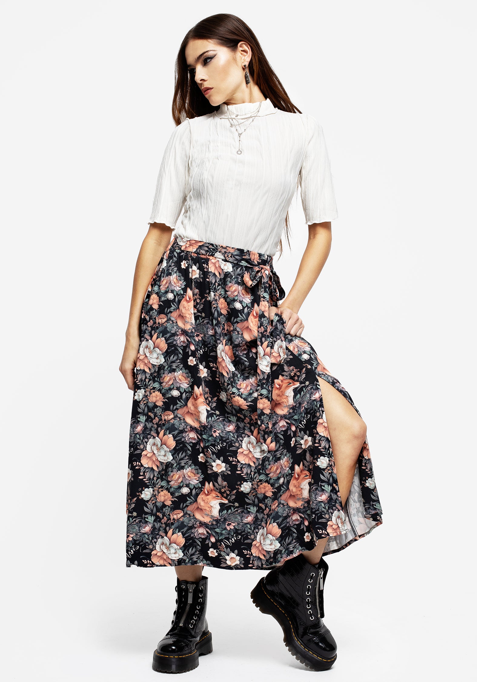 Disturbia | Reynard Fox Floral Print Midi Skirt | Skirts