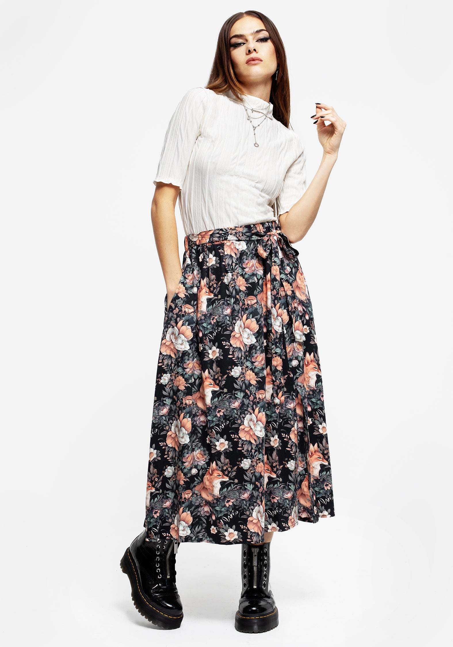 Disturbia | Reynard Fox Floral Print Midi Skirt | Skirts