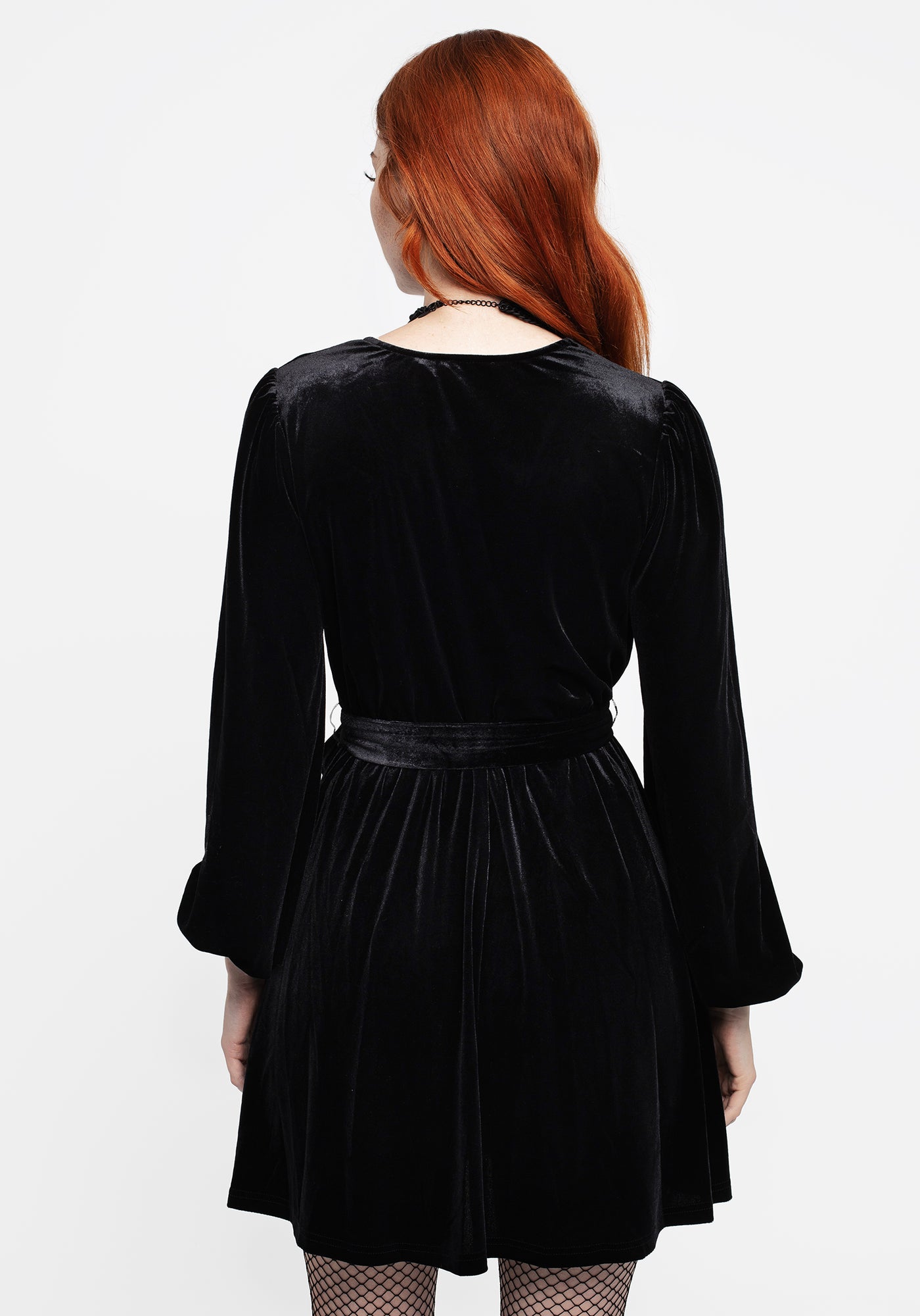 Disturbia | Cleome Floral Spiderweb Embroidered Velour Faux Wrap