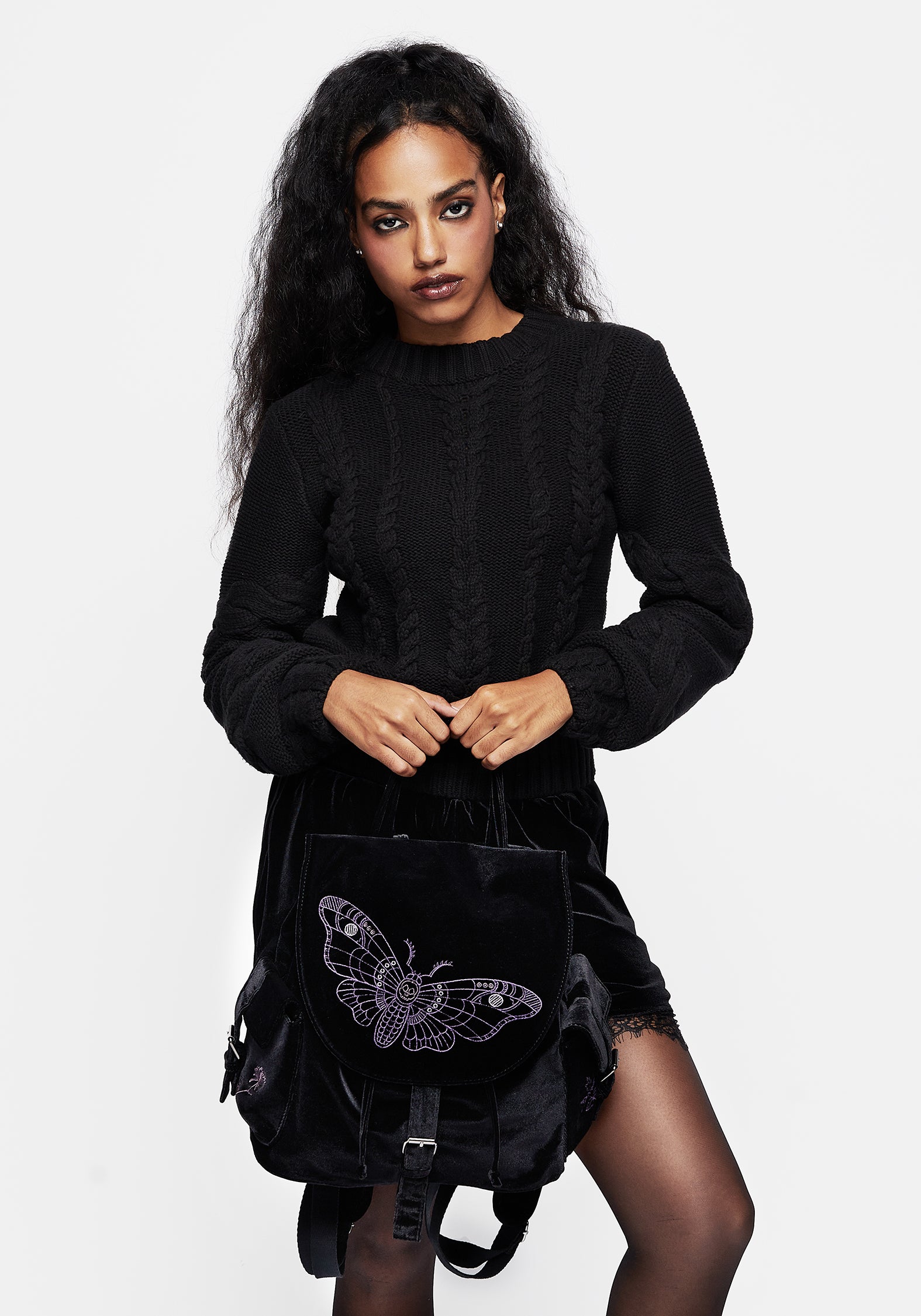 Disturbia | Atropos Moth Embroidered Satchel Backpack | Handbags