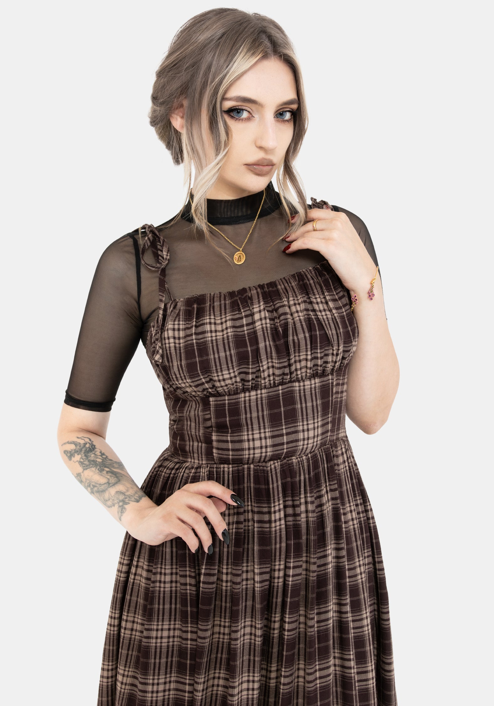 Adra Check Cami Tie Strap Midi Dress – Disturbia