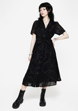 Lunafern Fern Printed Belted Midi Shirt Dress