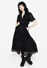 Lunafern Fern Printed Belted Midi Shirt Dress