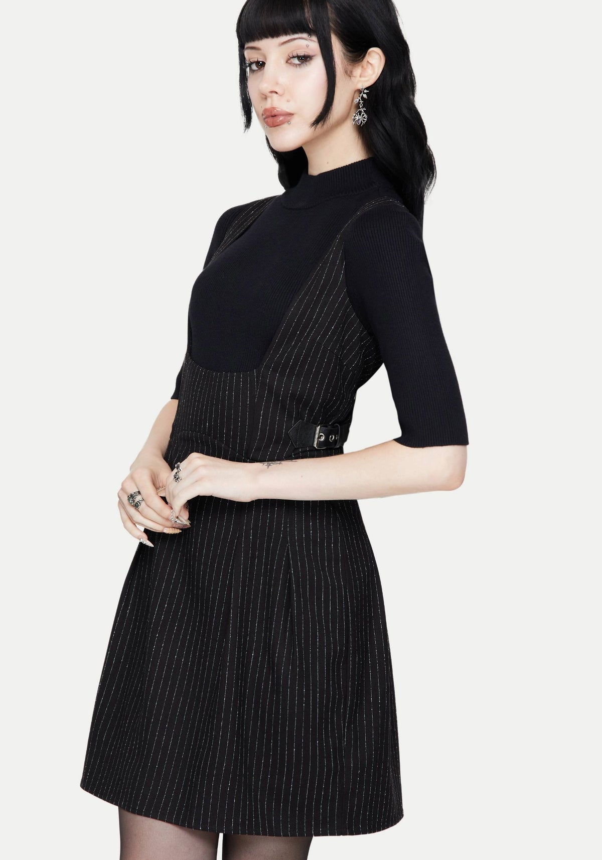 Katya Striped Mini Pinafore Dress