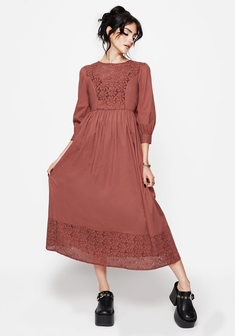 Cavern Cotton Broderie Button Up Midaxi Dress