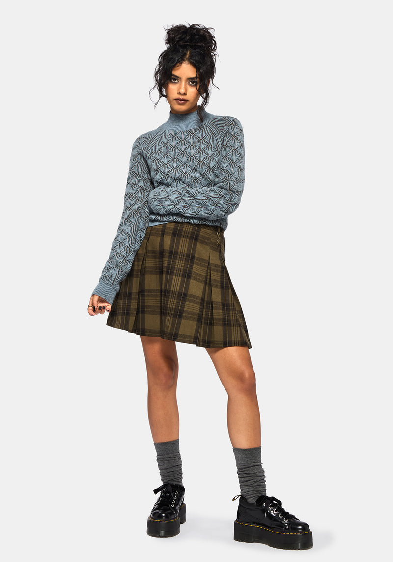 Edna Cotton Leaf Ribbed Funnel Neck Jumper