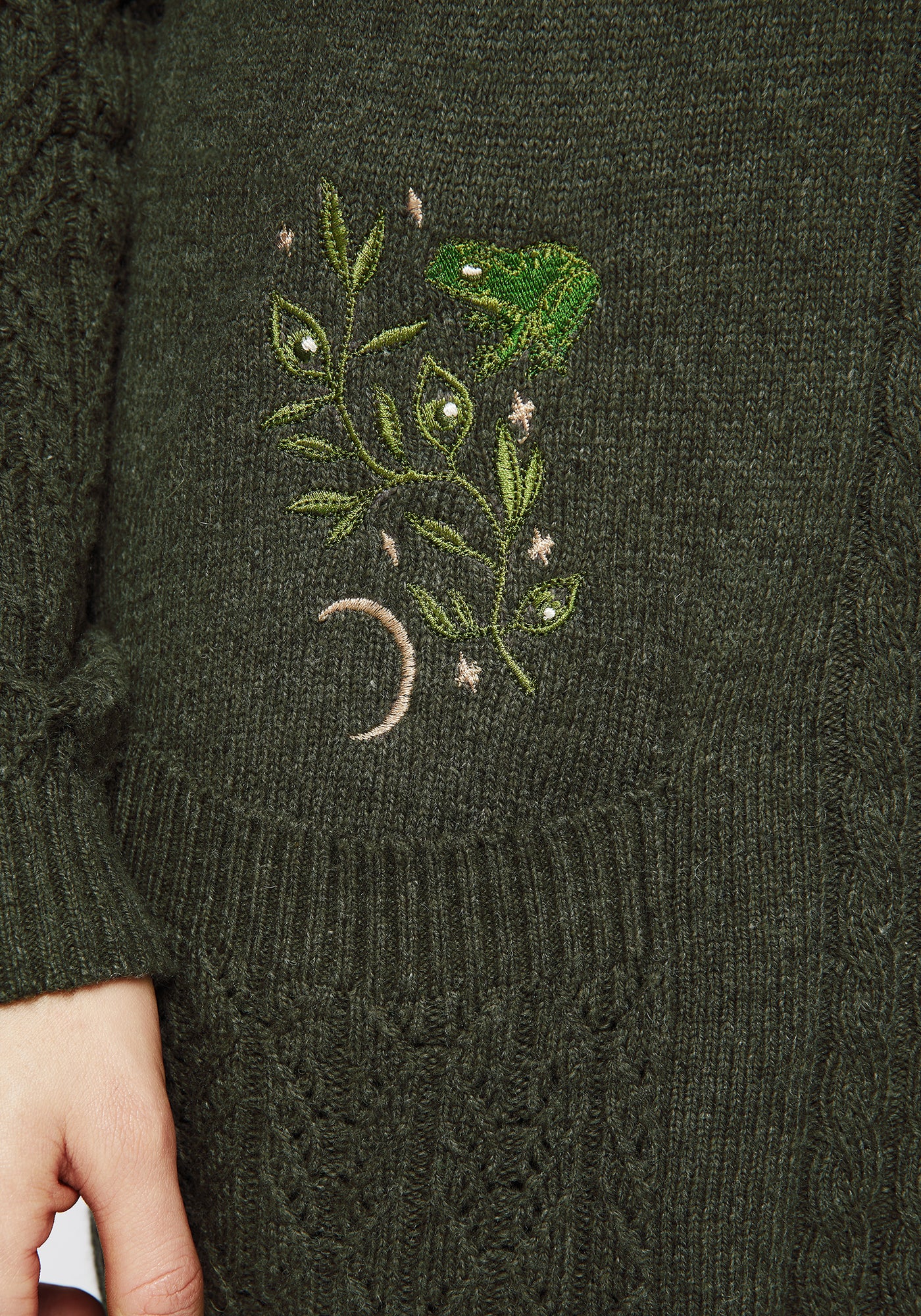 Knitted Cardigan Zara Green Cardigan With Mushrooms LA Heart Sage