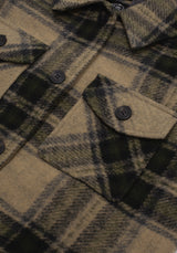 Trellis Hooded Pocket Check Shacket - Green