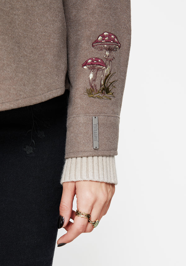 Cordelia Floral Frog Embroidered Pocket Front Shacket