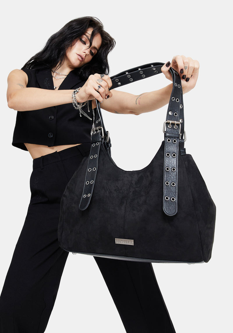 Ophelia Black Belted Shoulder Bag