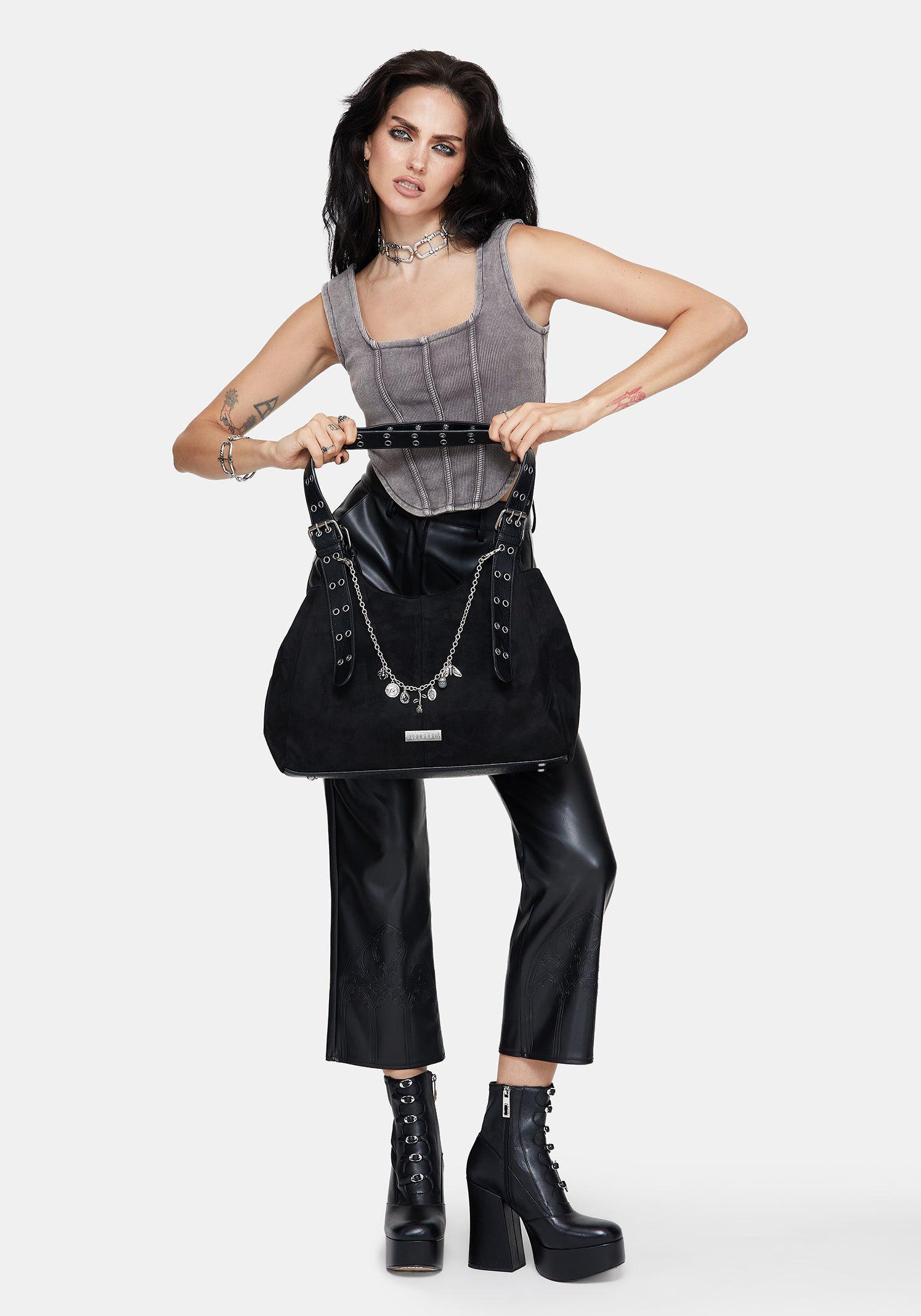 Ophelia Black Belted Shoulder Bag