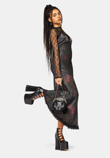 Despair Thistle Beaded Kiss Lock Pouch Bag