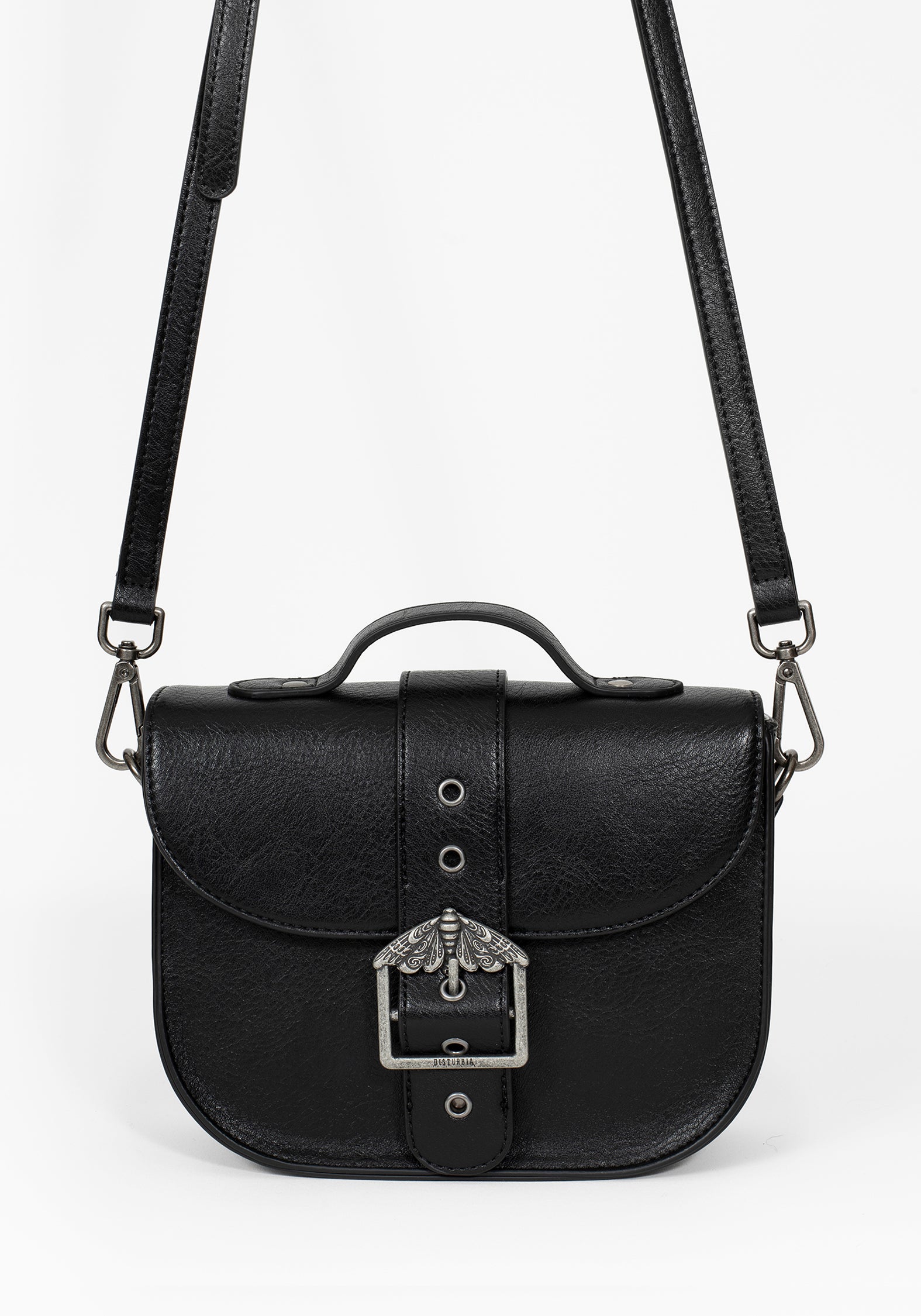 Rosamoth Buckle Crossbody Satchel Bag - Black