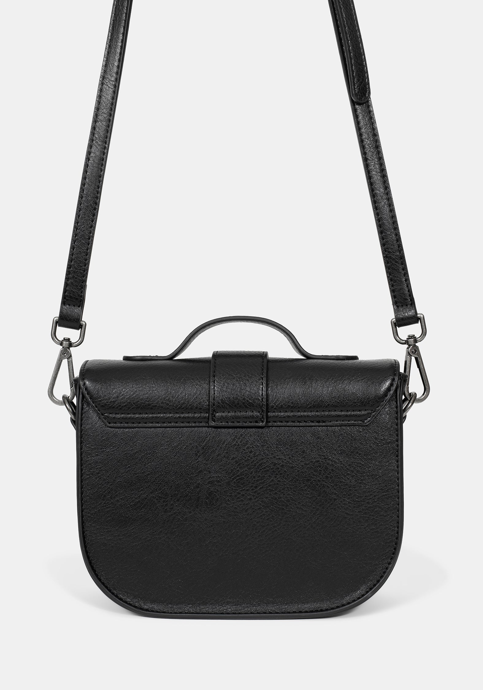 Rosamoth Buckle Crossbody Satchel Bag - Black
