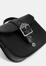 Rosamoth Buckle Crossbody Satchel Bag - Black