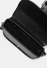 Rosamoth Buckle Crossbody Satchel Bag - Black