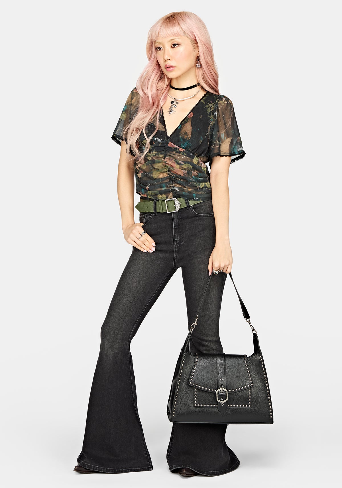 Trogan Rivet Buckle Shoulder Bag