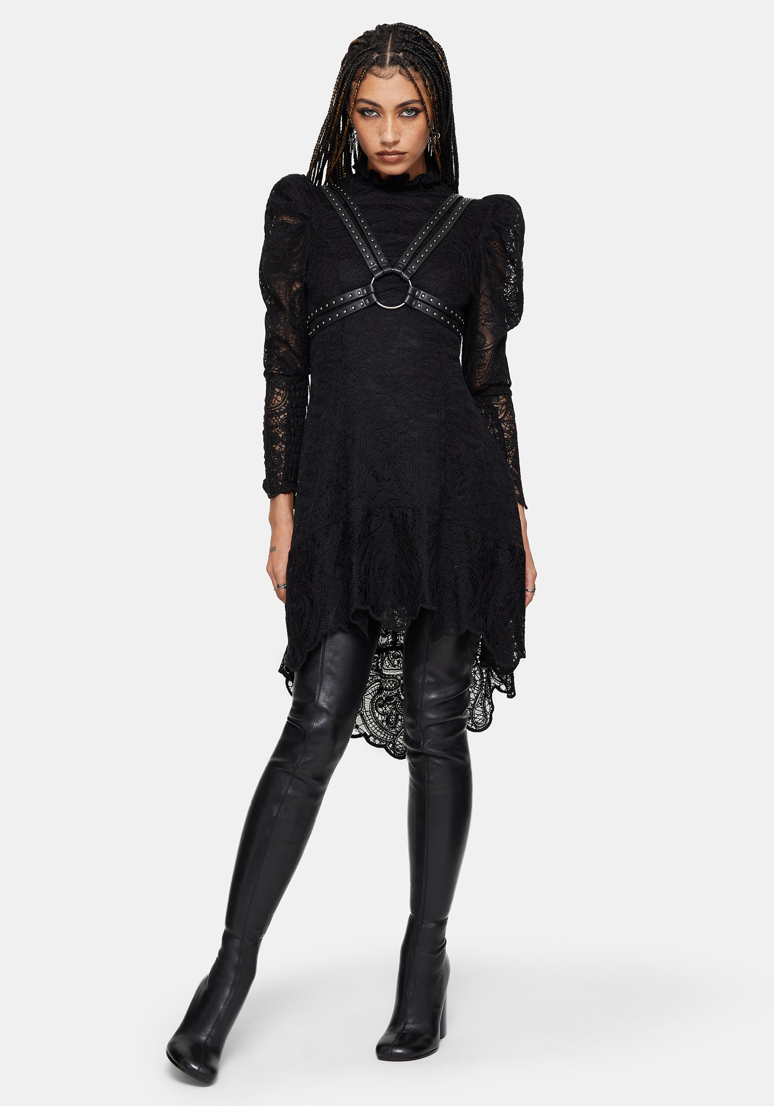 Lyra High Neck Lace Mini Dress
