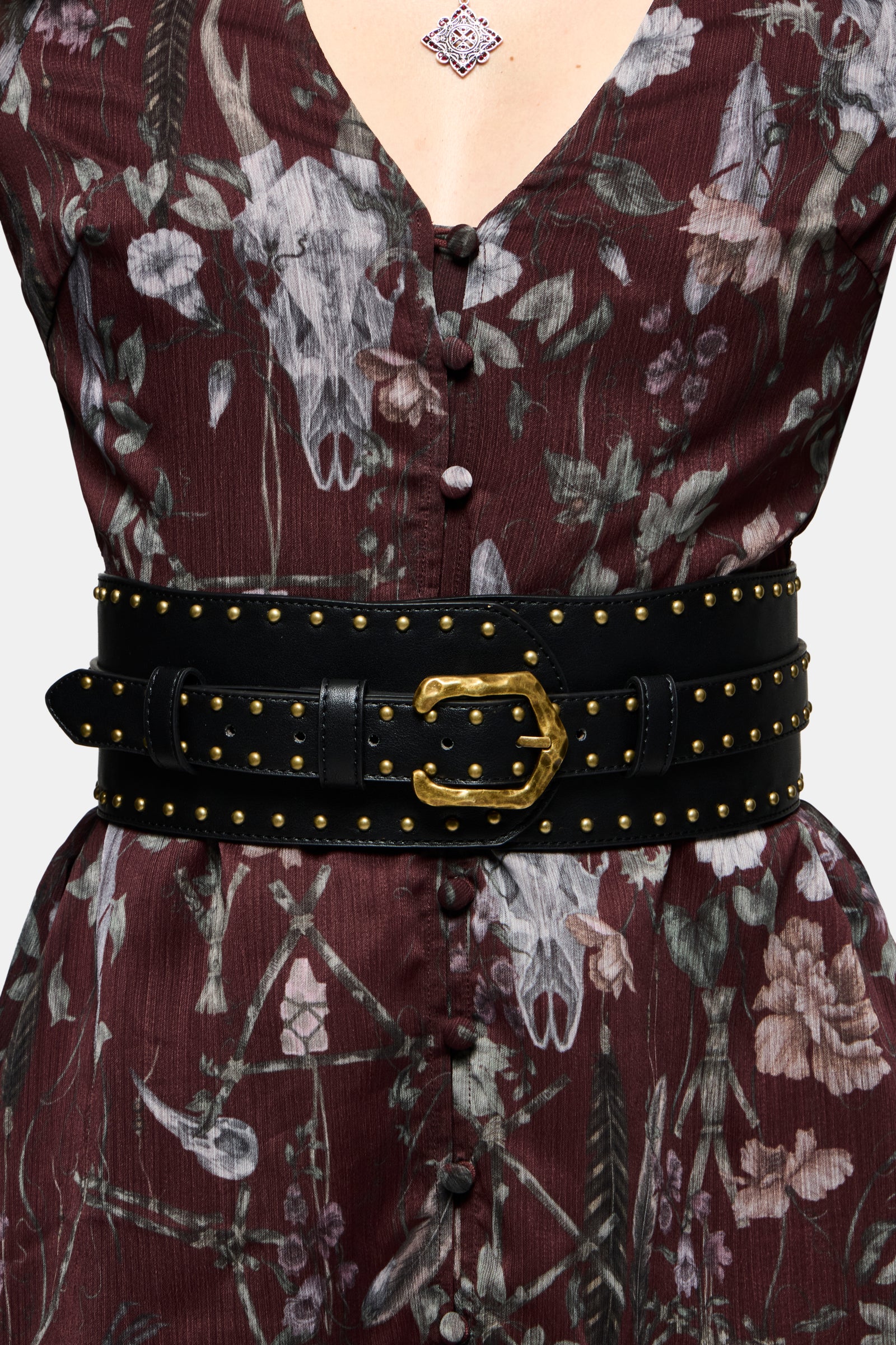 Brux Rivet Detail Buckled Waist Belt
