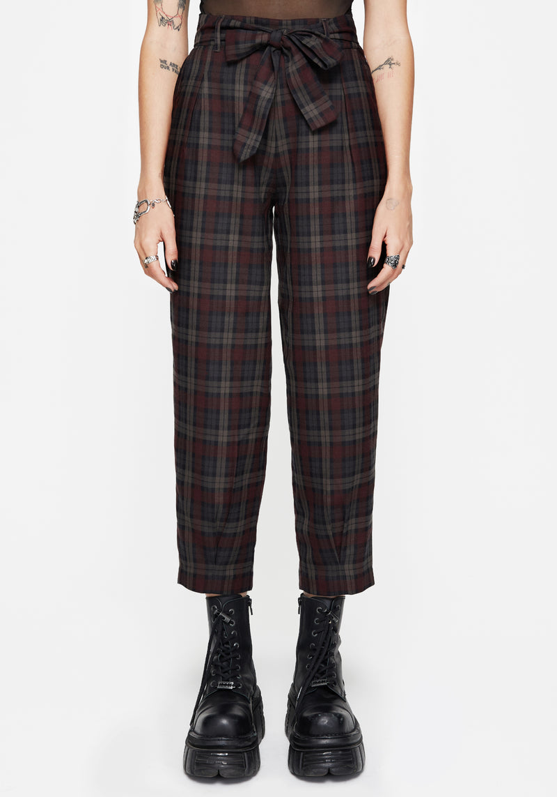 Kalma Check Tie Belt Tapered Trouser