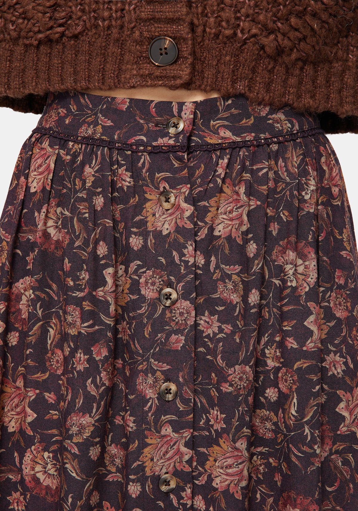 Skye Button Down Midi Skirt