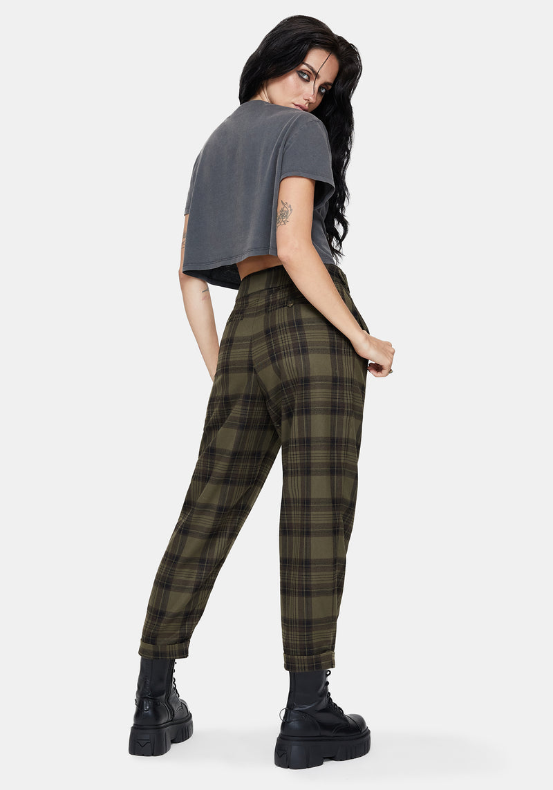 Cecily Buckle Detail Check Balloon Trousers