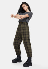 Cecily Buckle Detail Check Balloon Trousers