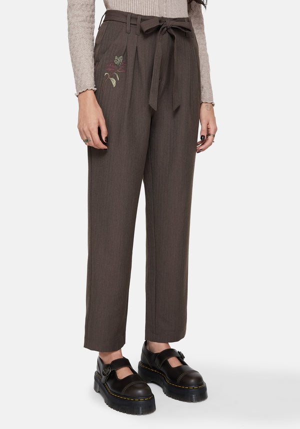 Meliae Moth Embroidered Tapered Trousers