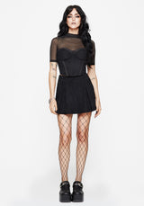 Lauma Embroidered Faux Suede Skort