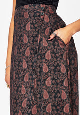 Isola Paisley Print Asymmetric Button Up Midaxi Skirt