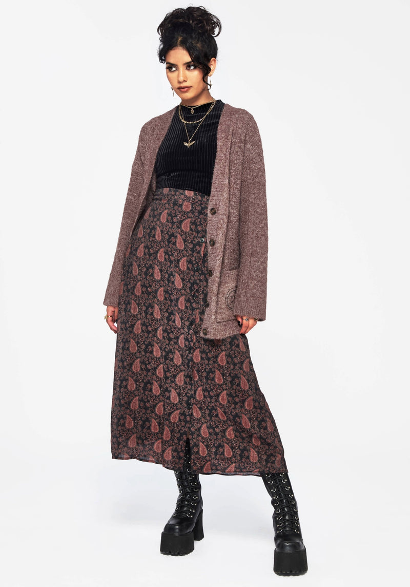 Isola Paisley Print Asymmetric Button Up Midaxi Skirt