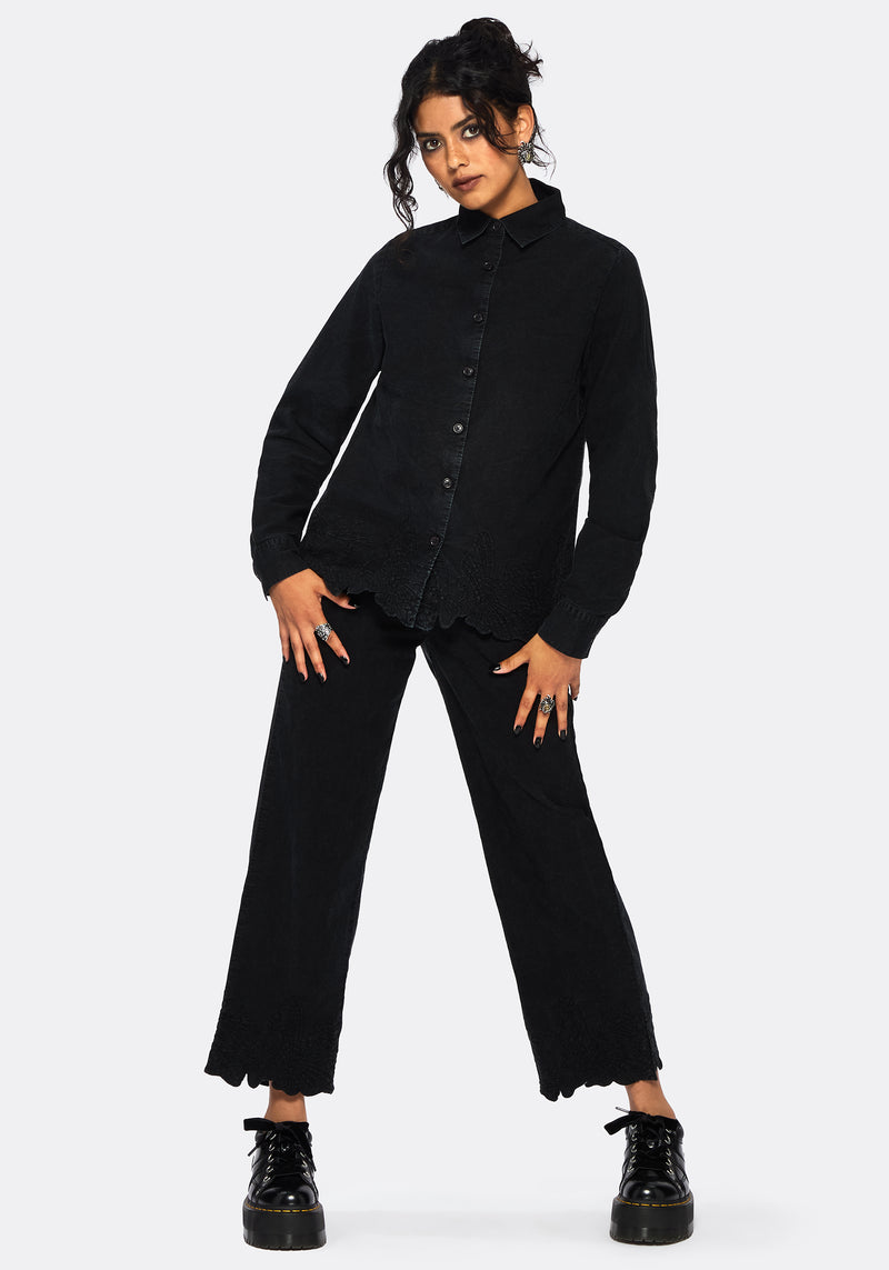 Ceres Cotton Moth Broderie Hem Trousers