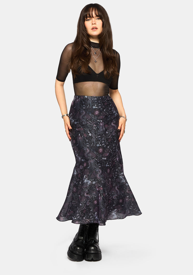 Haunt Medieval Printed Asymmetric Midaxi Skirt