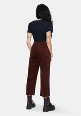Terracotta Cotton Cord Check Straight Leg Crop Trousers