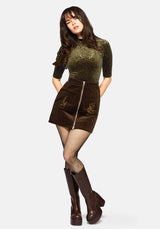 Darkling Cotton Embroidered Pocket Detail Cord Mini Skirt