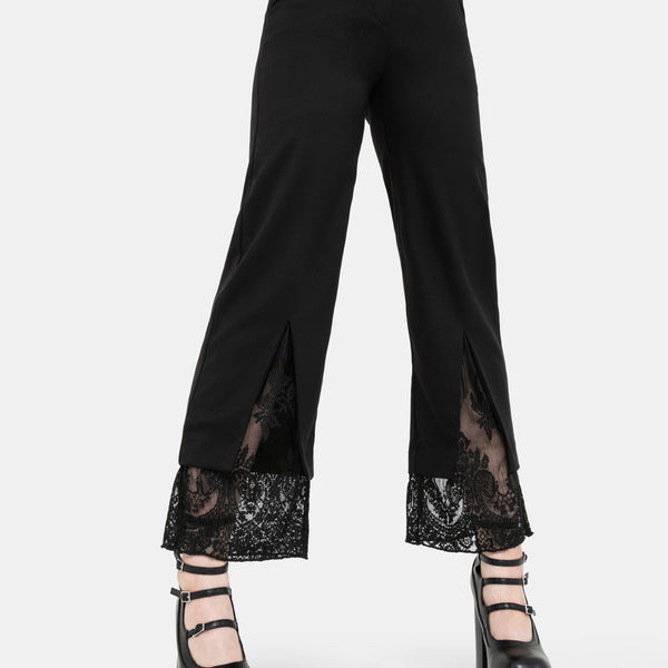 Orchid Lace Insert Pleated Hem Straight Leg Trouser – Disturbia