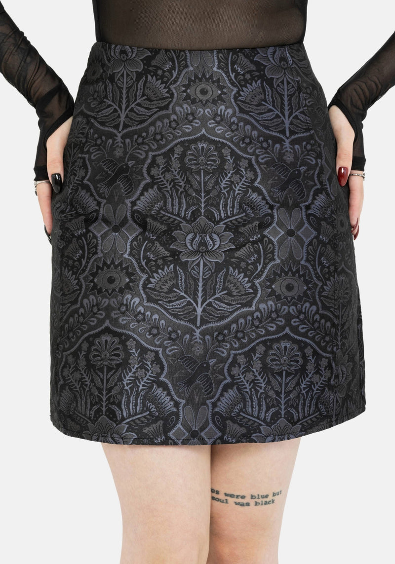Nocturna Jacquard A Line Mini Skirt