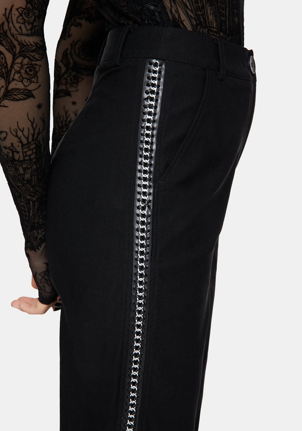 Nocturne Bengaline Tapered Trousers with Chain Trim
