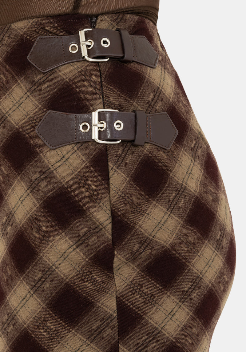 Wane Check Buckle Midaxi Skirt